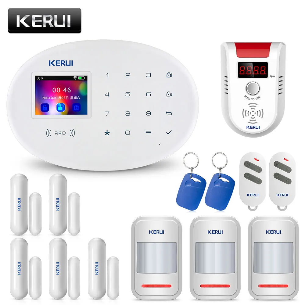 KERUI W20 беспроводная домашняя сигнализация защита Wi-Fi+ GSM охранная сигнализация, газовый датчик, детектор