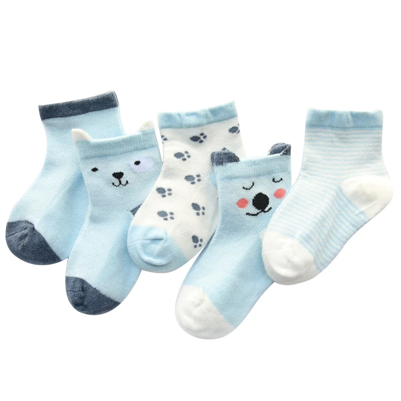 Нескользящие носки для новорожденных мальчиков и девочек 5 пар/партия, носки для малышей носки для младенцев с рисунком подарки на день рождения для малышей - Цвет: B