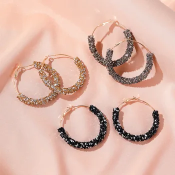 

Trendy Crystal C Semi-Circle Earrings for Women Big Hoops 2020 Vintage Girl Statement Earring New Fashion Jewelry Golden Earings