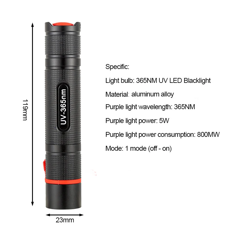 Topcom LED UV 손전등, 강력한 5W UV 토치, USB 충전식, 블랙 필터 라이트, 위조 방지 감지, 365nm