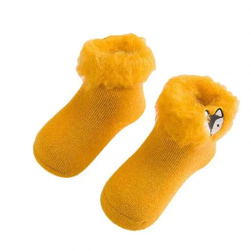 Ginger Зимние теплые плотные носки с вышивкой животных для маленьких мальчиков и девочек; носки-Тапочки - Цвет: Ginger
