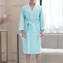 Мужской s Модный халат мягкий абсорбирующий легкий длинный кимоно мужской вафельный банный халат мужские пижамы