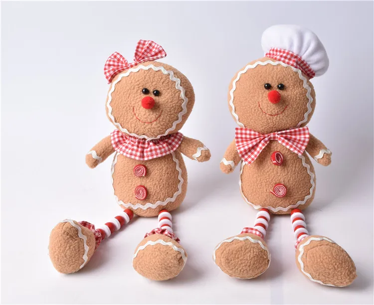 

Man Decorating Christmas Cake Window Decorations Fabric Men and Women Gingerbread Man Decoration Props Set