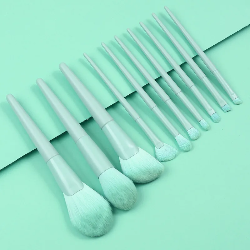 10 шт. набор кистей для макияжа Небесно Голубой подводка глаз тени век основа