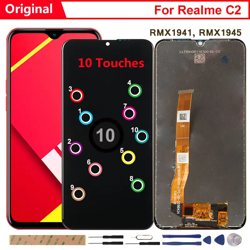 Оригинальный Дисплей для Realme C2 ЖК-дисплей 10 касаний Экран Замена C 2 имеет