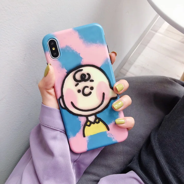 

For Iphone 6 6s 7 8 Plus for Iphone X XR XS MAX Anti-fall Personality Phone Holder Color Cute Charlie Brown Apple Phone Case