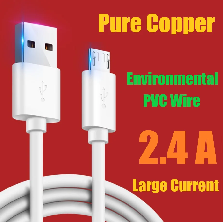 USB Micro кабель для Xiaomi LG HTC Samsung 2.4A Быстрая зарядка провод Android мобильный телефон