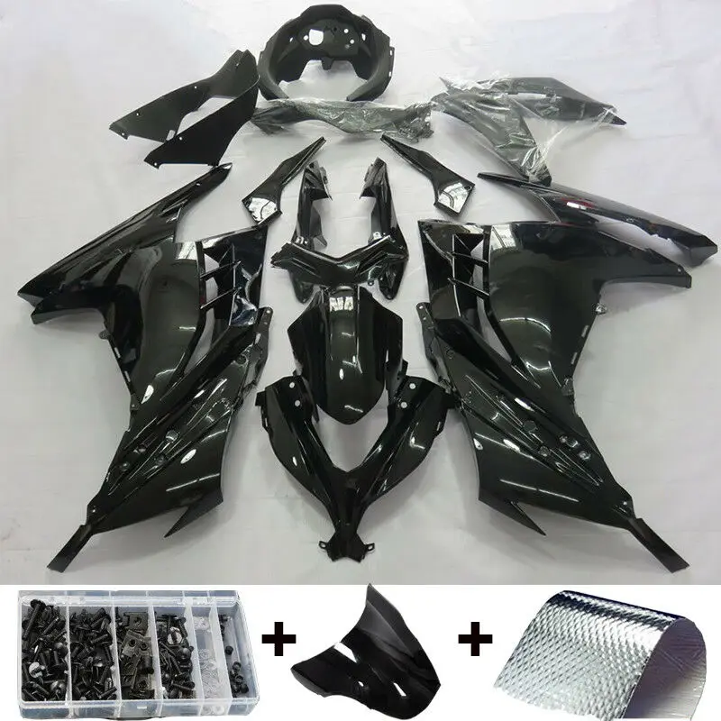 

ZXMT ZXMOTO Full Fairing Panel Kit Plastic Bodywork Fit For EX300 2013 2014 2015 2016 2017 13 Gloss Black Green