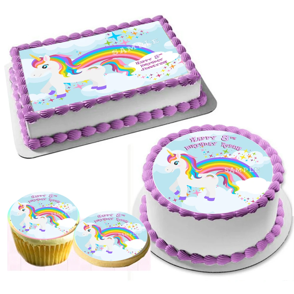Adorno de papel de oblea de unicornio comestible para Tartas, decoración de  tartas, suministros de fiesta de cumpleaños para niñas, utensilios de  cocina para hornear| | - AliExpress