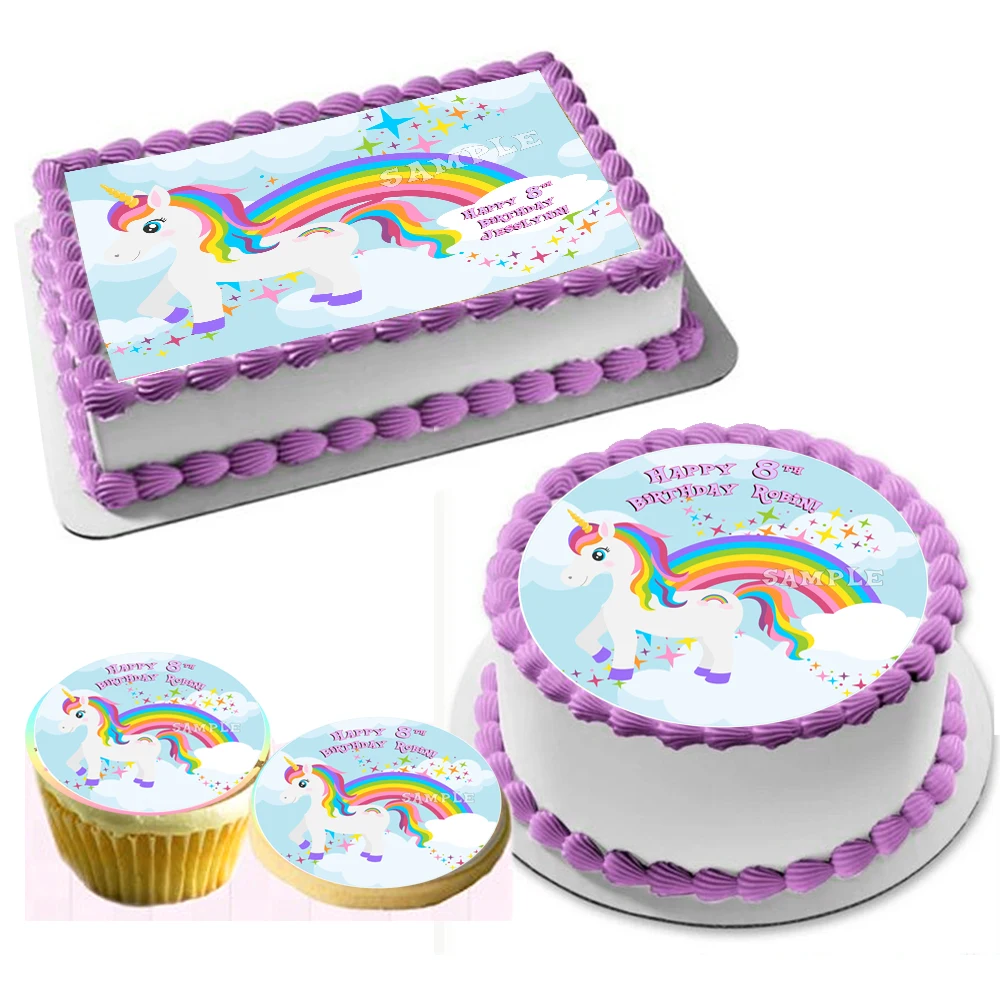 Adorno de papel de oblea de unicornio comestible para pastel, decoración de  fiesta, suministros de fiesta de cumpleaños para niñas, herramientas para  hornear de cocina - AliExpress