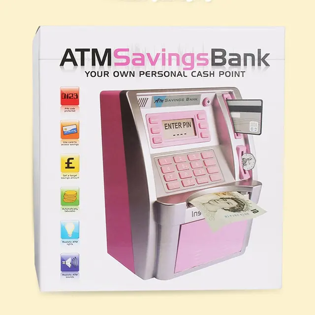 2022Creative ATM Model Bank Intellectual Read US Dollar Children Model Offline Bank Portable Save Money Machine 2