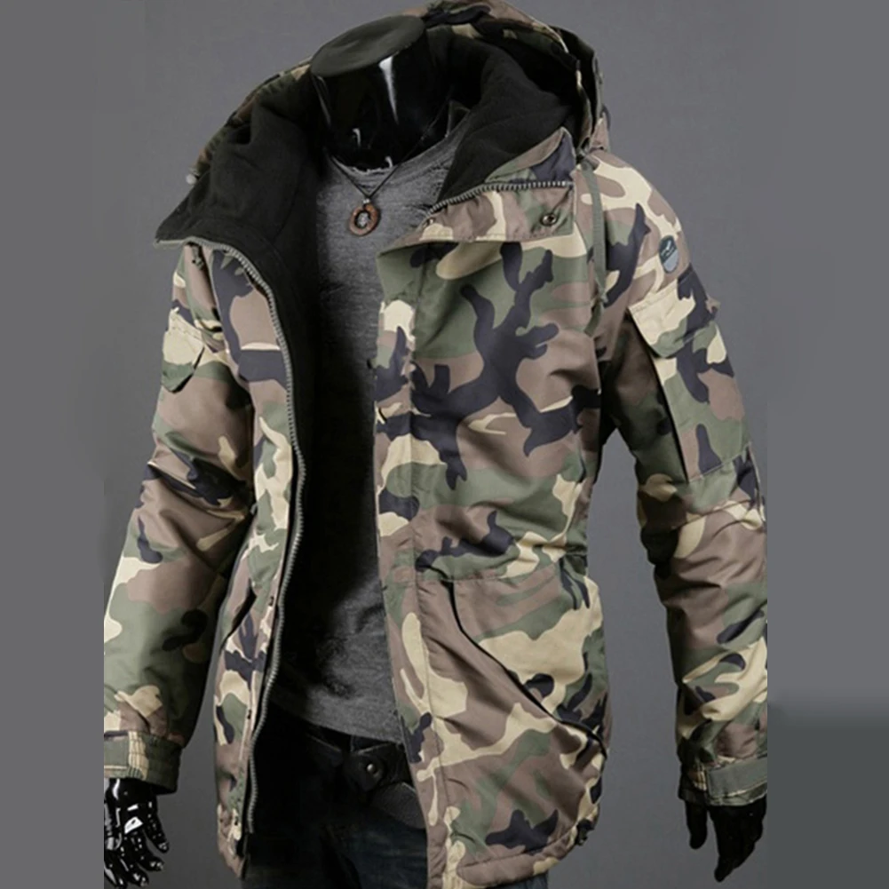 Мужская куртка, Рождественская, осенняя и зимняя, теплая, камуфляжная, с принтом, пальто для мужчин, на молнии, с длинным рукавом, простая, удобная куртка