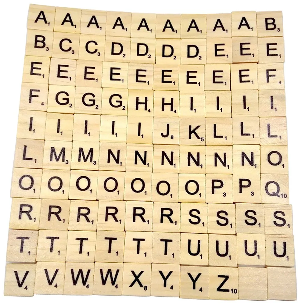 

100pcs/lot English Letter Set Word Scrapbooking Scrabble Number Alphabet Tile Wooden Letter Block Home Diy Crafting Kid TOY Gift