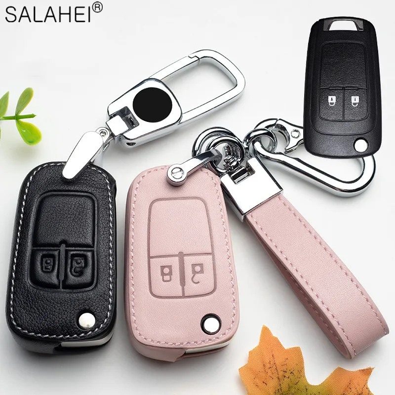 Leather Car Key Case For Chevrolet Cruze Aveo Trax Opel Astra Corsa Meriva Zafira Antara J Mokka Insignia For Buick Accessories