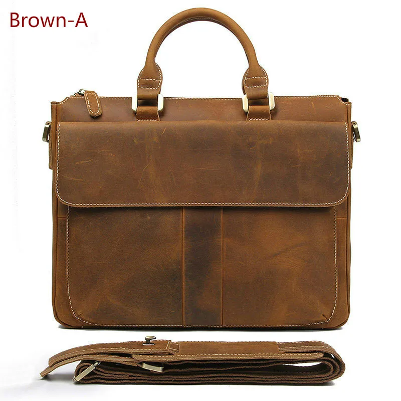 OYIXINGER мужские сумки из натуральной кожи Офисные Сумки для мужчин сумка-мессенджер мужской деловой портфель сумка для ноутбука Maletines Hombre - Цвет: Brown-A