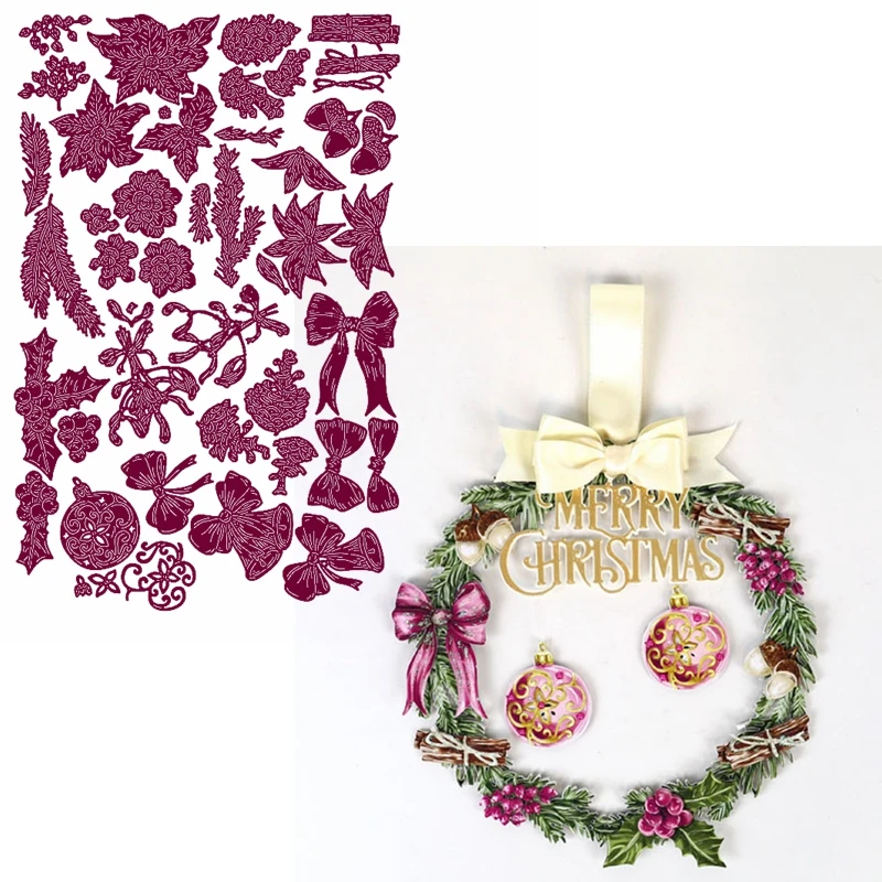 

Decorative Holiday Ornaments Metal Cutting Dies Leaves BowKnot Balls Flower Die Cuts For Card Making DIY New 2019 Crafts Cards