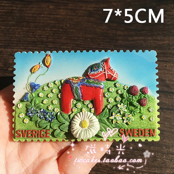 Европейская память для путешествий Stockholm Швеция троянский холодильник магнит 3D