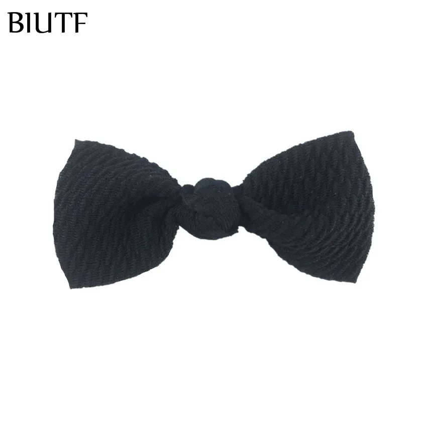 1-black 100 шт./лот, Шикарные аксессуары для волос, 3,2 дюймов, Seersucker, вафельный бант для волос с/без зажима, 20 цветов HDJ158 - Цвет: 1-black