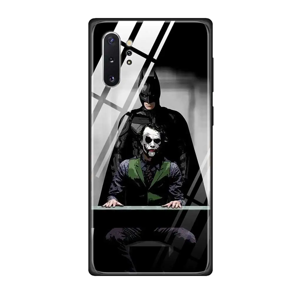 T09 Чехол для телефона из закаленного стекла для Samsung Galaxy S10 S10E S9 S8 Note 9 10 105G Plus A50 A30 TPU Мягкий край чехол Бэтмен Джокер Темный Kni - Цвет: T09