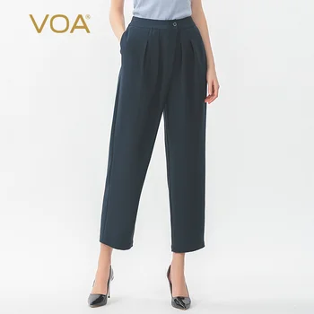 

VOA dark green 36mm heavy weight silk cattle tendon waist side pocket simple skin friendly micro elastic big crotch pants K1161