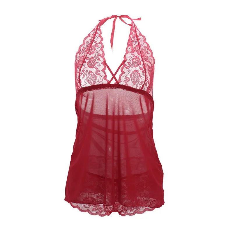 Wine red BFACCIA женский Холтер сексуальное с бретелей через шею белье сексуальное кружевное Сетчатое Эротическое нижнее белье - Цвет: Wine red