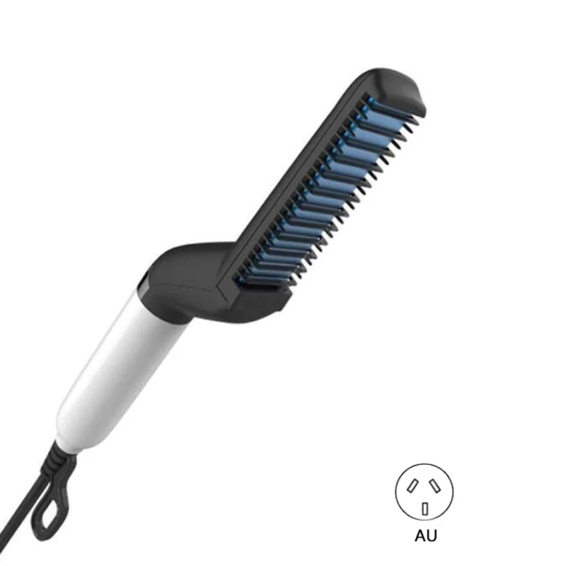 AU Plug Мужской быстрый выпрямитель для бороды, стайлер, расческа, многофункциональная завивка волос, бигуди, инструмент для шоу, кепка, Электрический стайлер для волос для мужчин - Цвет: AU Plug