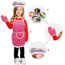 Ensemble de jouets de Chef pour enfants, 4 pièces, jeu de rôle, tenue de Chef, ensemble de jouets de cuisine pour enfants, tablier, chapeau
