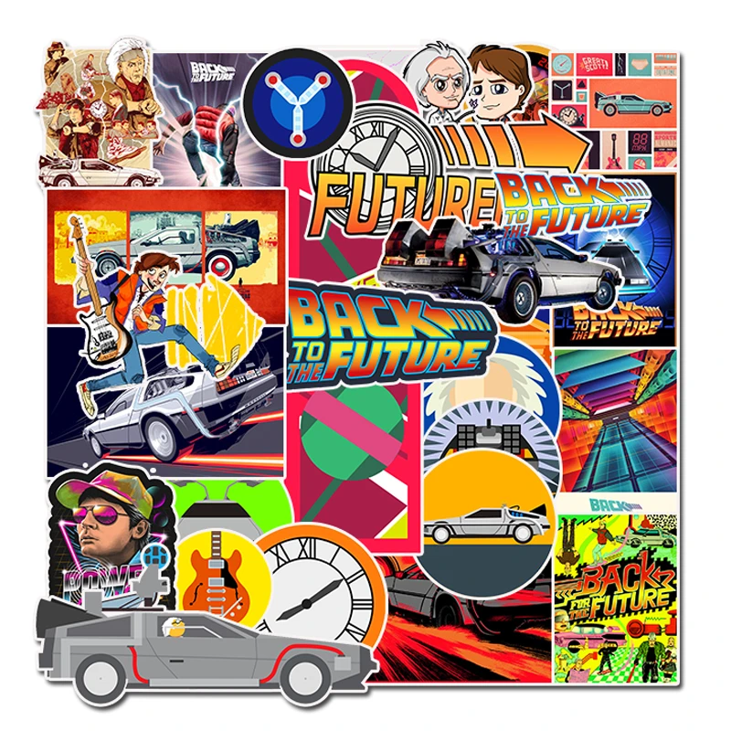 

50Pcs Classic Movie Back To The Future Stickers For Luggage Painting DIY Poster Stickers Laptop Art Waterproof Skateboard Toys