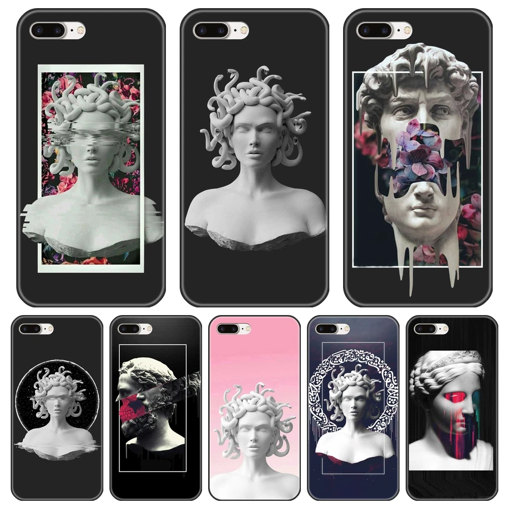 Мягкий силиконовый чехол из ТПУ для Apple iPhone 6 S 7 8 X XR XS Max Medusa Art David задняя крышка Plus