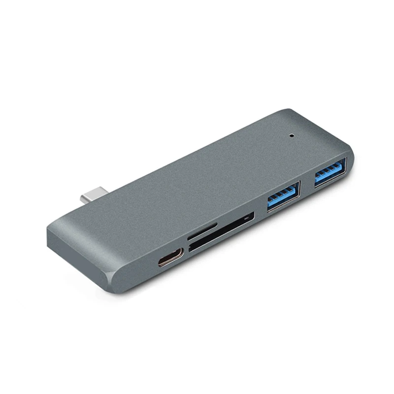 Серый Basix концентратор USB Type C для MacBook 12 дюймов USB-C док-станция адаптер Thunderbolt 3 с Micro SD/TF считыватель слот для Mac BookPro USB C концентратор - Цвет: Серый