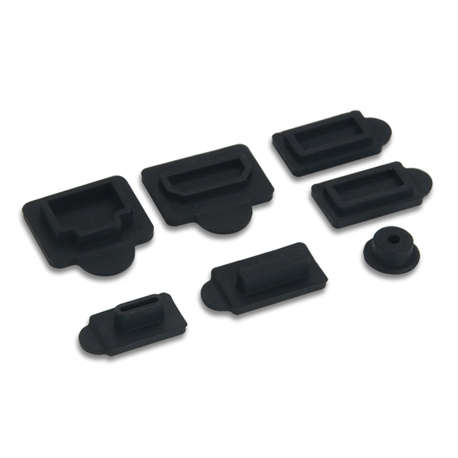 7PCS Black Silicone Dust Plugs Set USB HDM Interface Anti-dust Cover Dustproof Plug For PS5 Game Console Accessories Parts