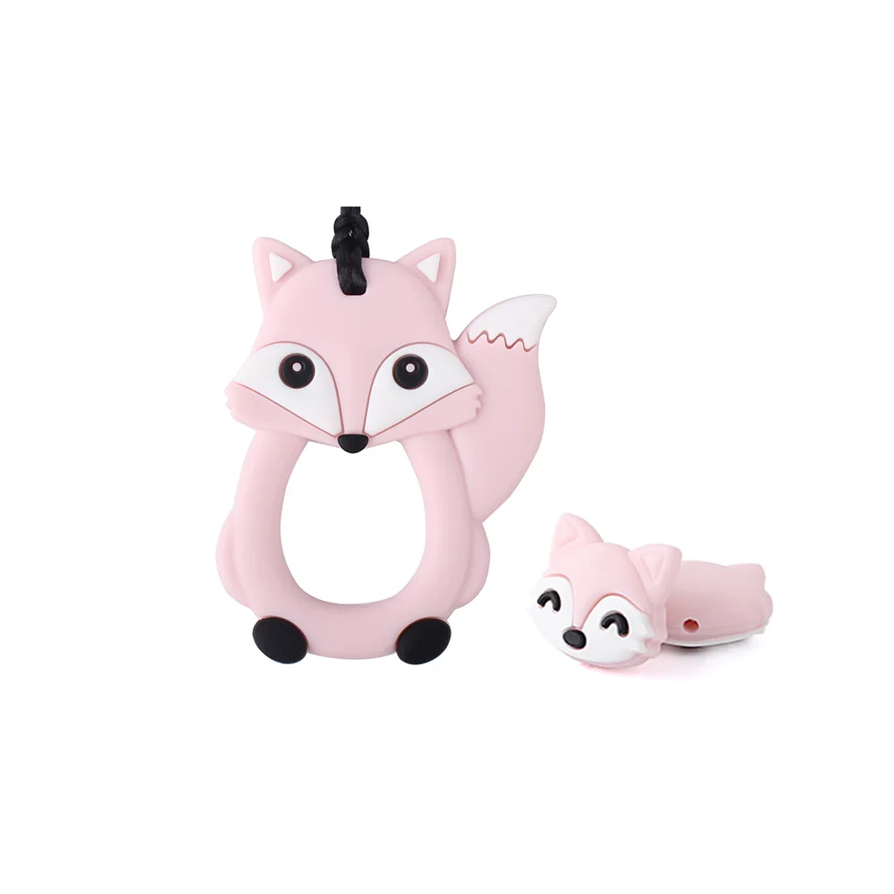 Teether And Beads 3 Грызуны Силиконовые Детские Прорезыватели мультфильм лиса Силиконовые бусы для прорезывания зубов игрушки DIY соска, зажимы для цепи Perle силиконовые детские товары - Цвет: Teether And Beads 3