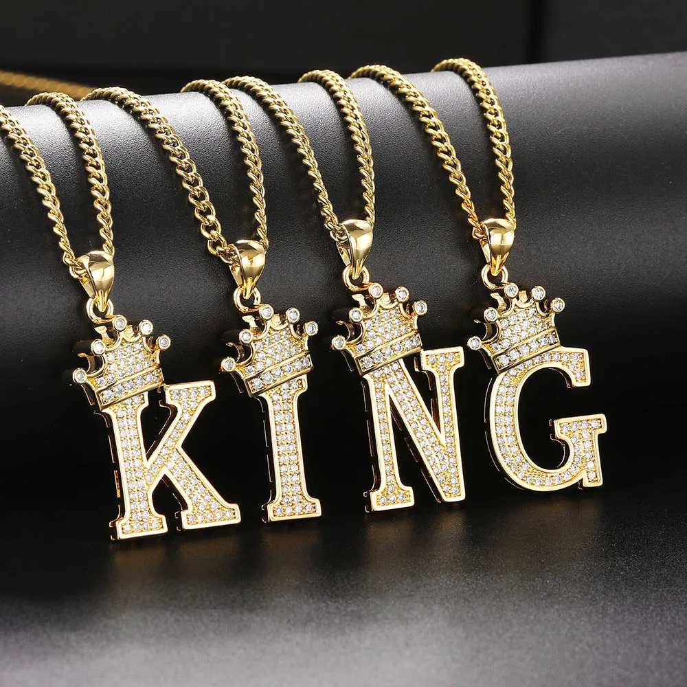Hip Hop Letter Necklace For Women Iced Out Zircon Initial Name Pendant Stainless Steel Chain Choker On The Neck Jewelry | Украшения и