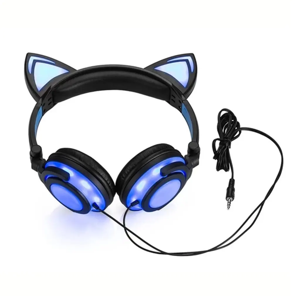 2020 Cat Ear headphones LED Ear headphone cat earphone Flashing Glowing Headset Gaming Earphones for Adult and Children