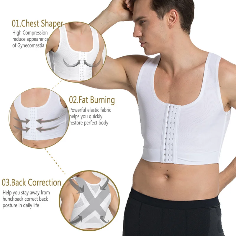 Men Shapers Humback Corrector Gynecomastia Tops Slimming Chest Back  Supportor Vest - AliExpress