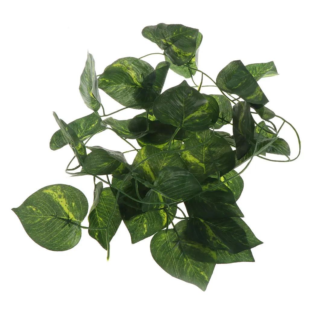 

Artificial Vine Reptile Box Case Decoration Lizard Green Leaves 2.4m Fake Plants Drop Ship Support