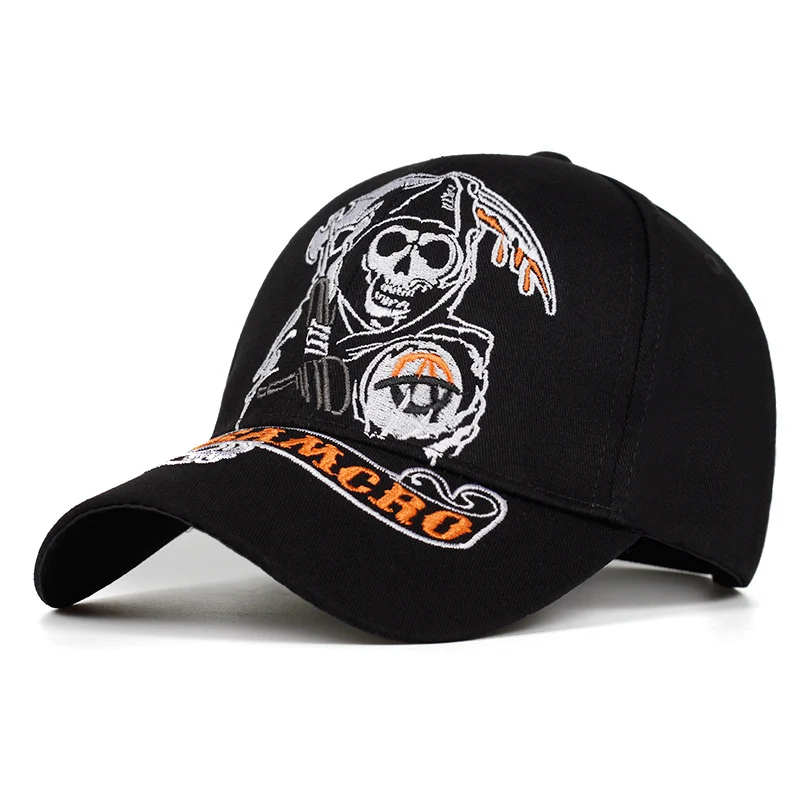 Brand New Unisex Baseball Cap SOA Sons of Anarchy Skull Embroidery Snapback Men Women Sports Racing Motorcycle Caps CP0385 (1)