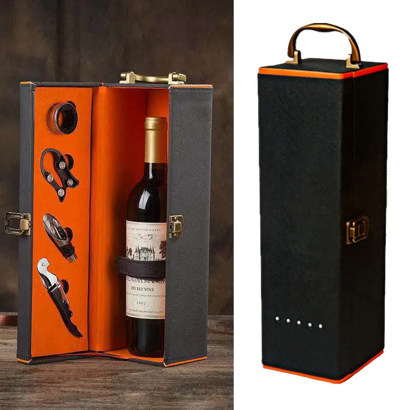 Винтажная кожаная сумка для бутылки вина, шампанского, виски, Подарочная коробка на день рождения, 5 шт., коллекционная коробка для хранения вина