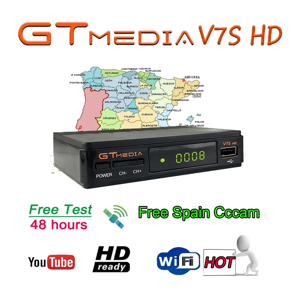 Горячая Распродажа! спутниковый ТВ-приемник Gtmedia V7S HD Receptor поддержка Европы Cline для Испании DVB-S2 спутниковый декодер
