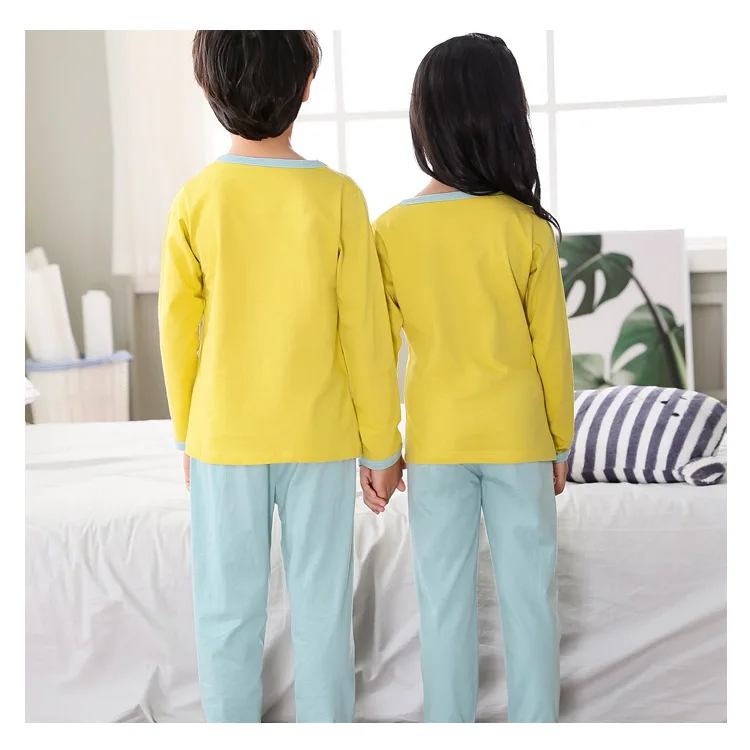 Boys' Pajama Long Sleeve Thin Summer Pure Cotton CHILDREN'S Pajamas Spring And Autumn Boy Big Boy Cartoon Tracksuit