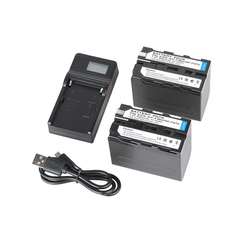 Для sony NP-F960/970 полное декодирование 7,2 V 6600mAh батарея 2+ ЖК-экран USB Одна зарядка+ USB кабель