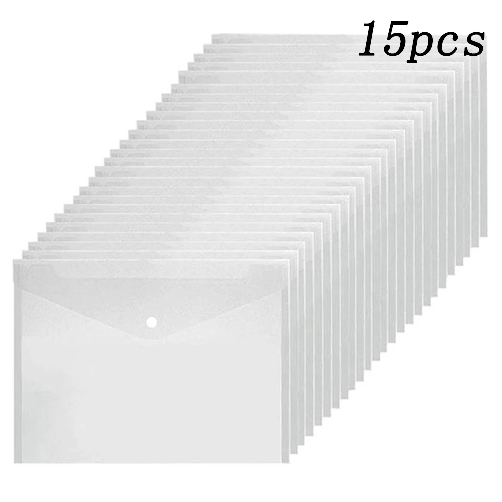 15 unids/set de carpeta de plástico transparente A5/A4, carpeta para documentos, carpetas de bolsos, almacenamiento de papel de archivo, suministros escolares de oficina