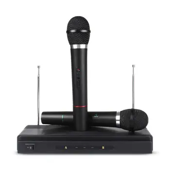 

Professional Wireless Microphone System Dual Handheld Mic Receiver with EU Adapter