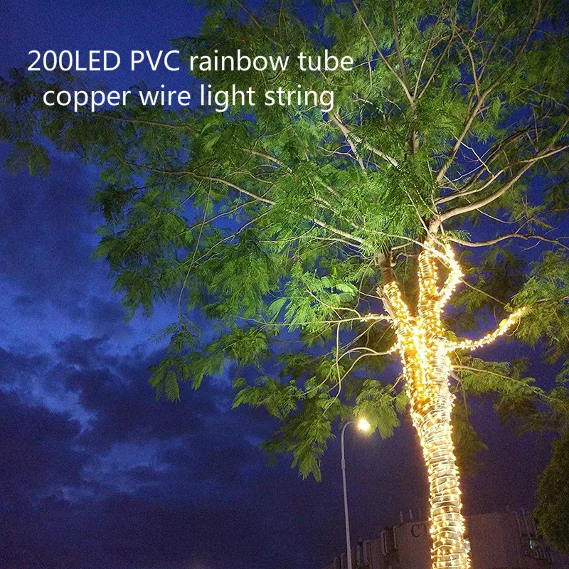 

LED Copper Wire Light String Battery Box Remote Control PVC Rainbow Tube Outdoor Waterproof Holiday Party Christmas Decoration
