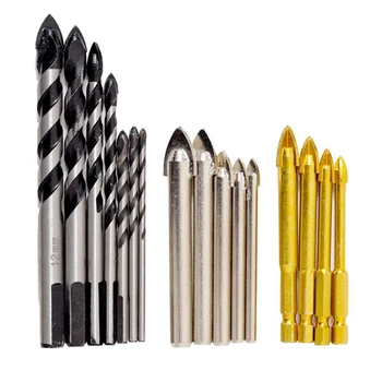 

Masonry Drill Bit, 16Pcs Tungsten Hard Alloy Tile Drill Bits Set Installer Twist Quick Change Drill Bits With Titanium Coating F