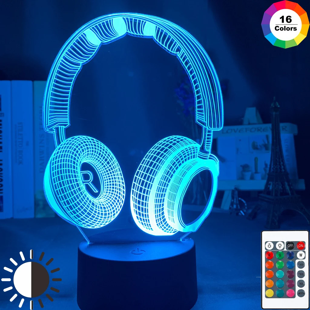 

3d Night Light Headset Led Touch Sensor Colorful Nightlight for Kids Bedroom Decorative Light Cool Gift for Child 3d Lamp Desk