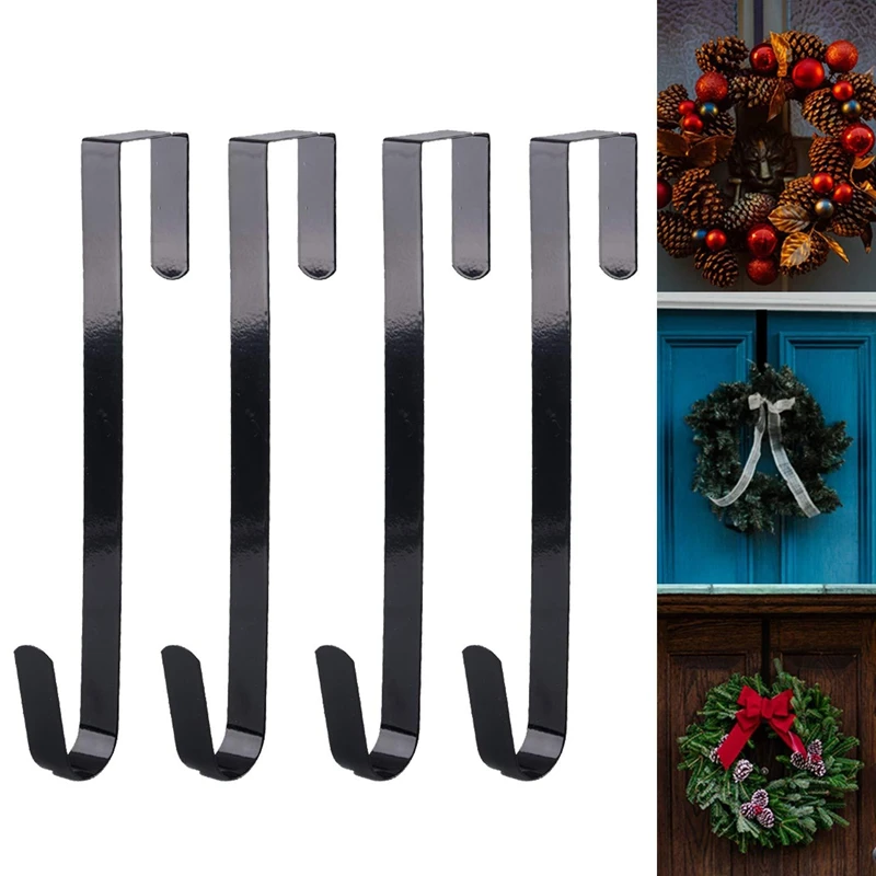 Fashion-15In Door Iron Double Hook Hangers Removable Storage Rack Organizer for Christmas Wreath Coat Bag Hat Robe