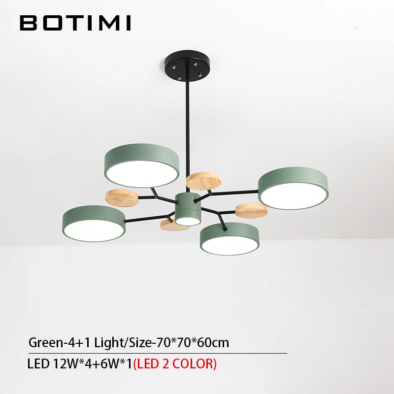 Green 4-1Light BOTIMI скандинавские светодиодный люстры для гостиной, современные металлические люстры для спальни, люстры для ресторана - Цвет абажура: Green 4-1Light