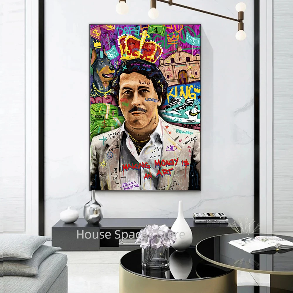 Abstract Graffiti Art Pablo Escobar Portrait Canvas Painting Wall Art Prints Posters Wall