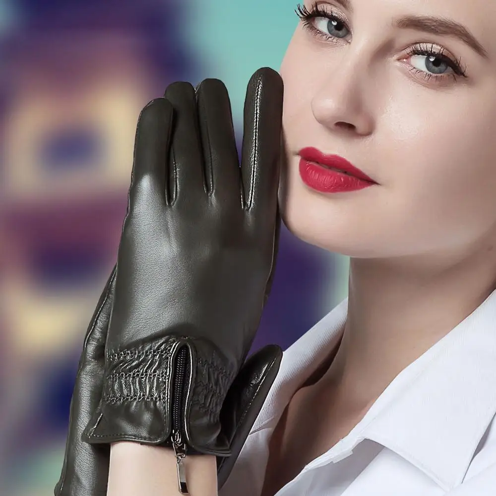 Leather Gloves Female Winter Short Style Sheepskin Gloves Touchscreen  Thermal Driving Genuine Leather Women's Gloves TU5711|Women's Gloves| -  AliExpress